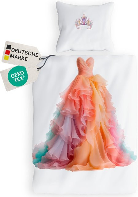 NYVI Renforce Kinderbettwäsche Deluxe aus 100% Baumwolle mit magischem Druck und Reißverschluss, Farbe: Prinzessin, B/H: 135 x 200 cm - Bild 1