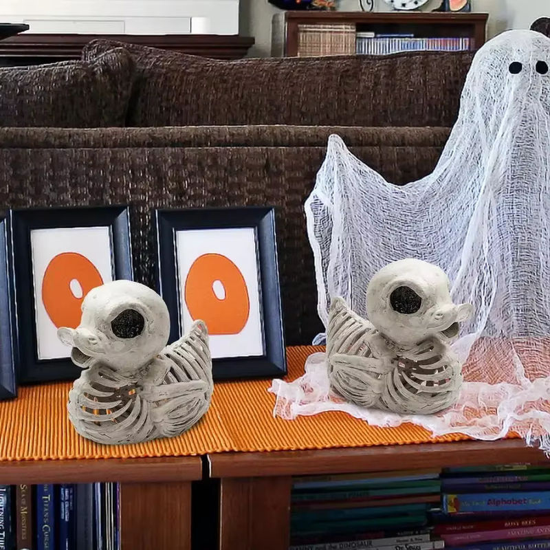 Dekorative Halloween Enten-Skelett Figur aus Kunstharz in Weiß - Bild 6