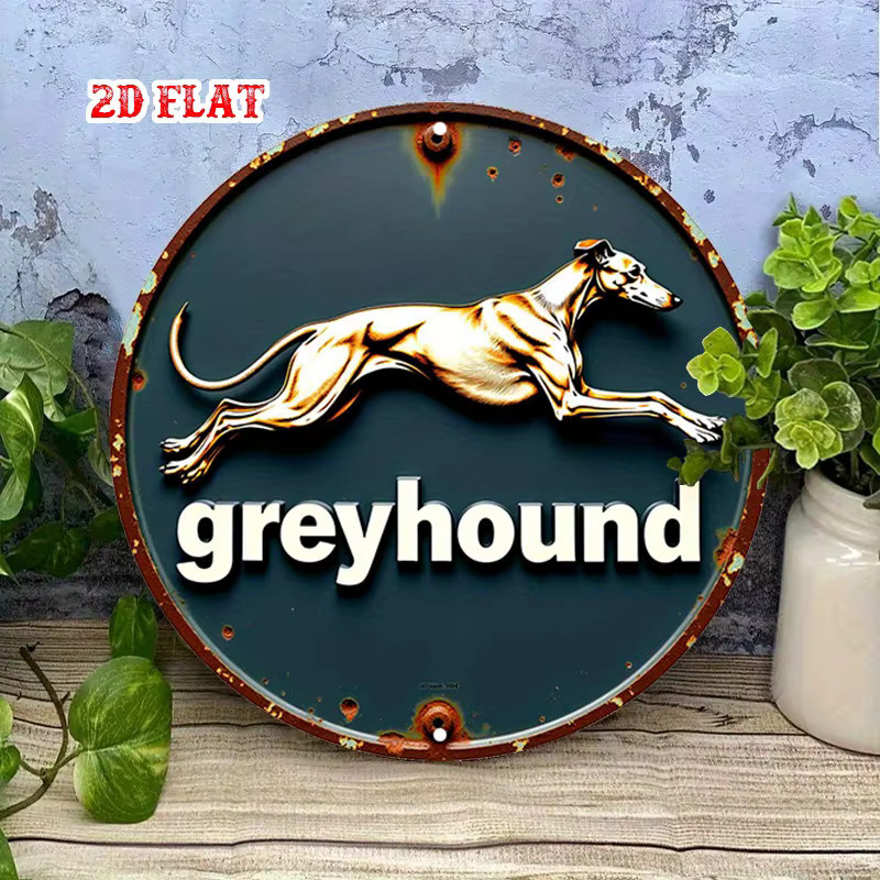 Rundes Aluminium-Metallschild Potdemiel mit Greyhound Hund Motiv in Multicolour, Durchmesser: 20 cm - Bild 3