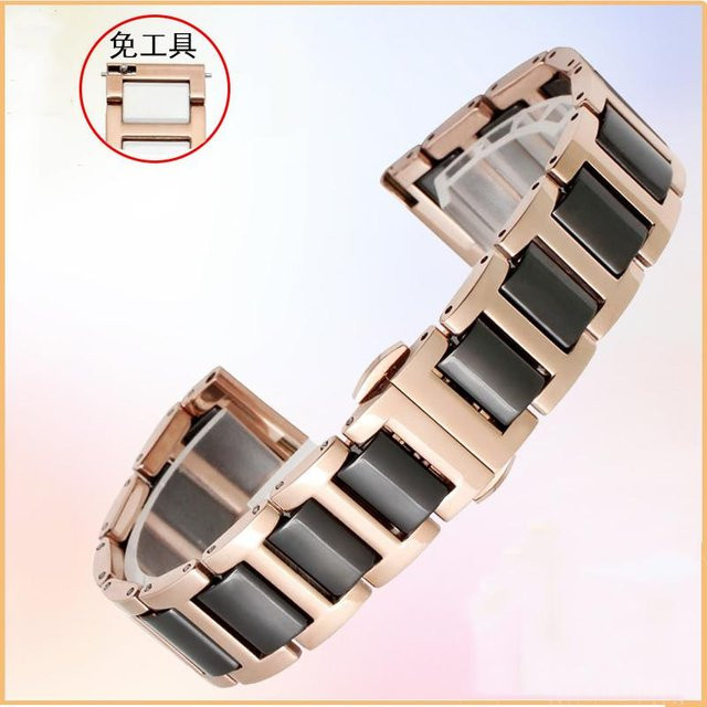 Uhrenarmband Keramik, Edelstahl, beige, Damen, Herren, 20 mm - Bild 1