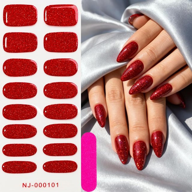HotPress Nagelaufkleber Rot Glitzer, Glänzend, inkl. Nagelfeile - Bild 1