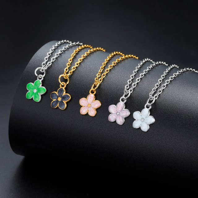 Cazador Halskette, Emaille, Edelstahl, Damen, Bunte Plumeria-Gänseblümchen - Bild 1