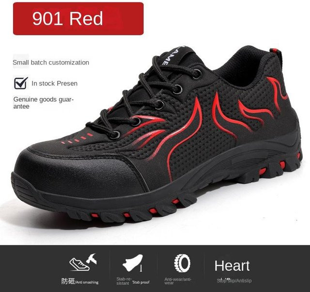 Avant-garde Arbeitsschutzschuhe aus Textil mit Stahlschutzkappe und durchtrittsicherem Design in Rot oder Schwarz, Größe 48 - Bild 1