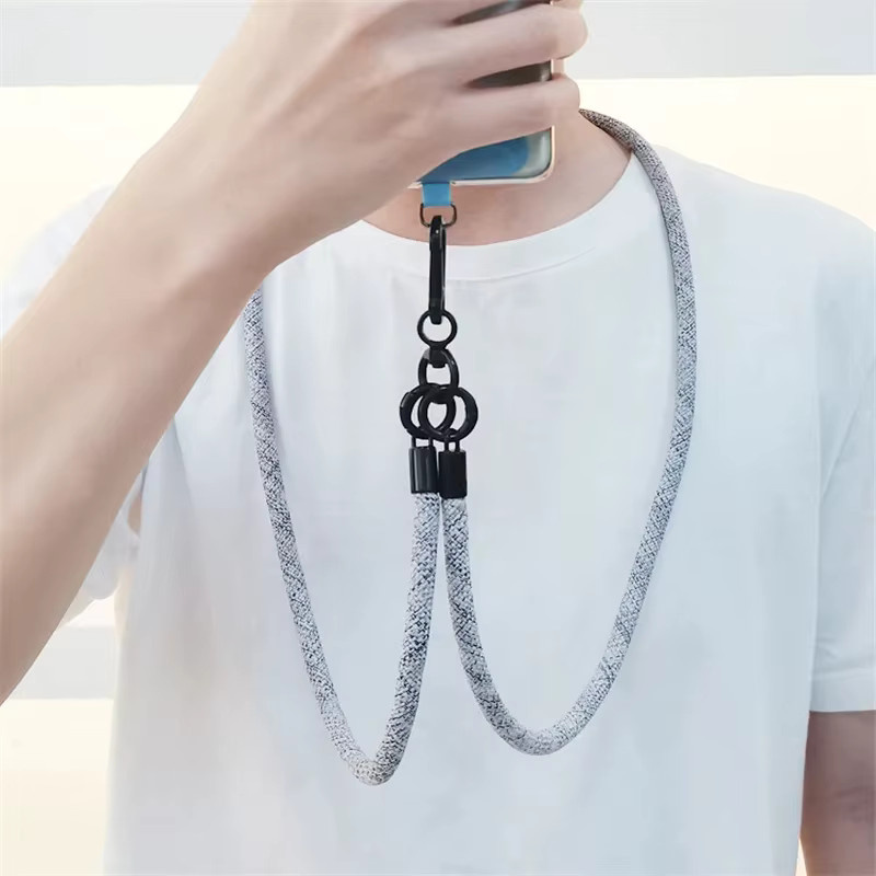 VIKEFON Handy-Lanyard in Schwarz, universeller Umhängetaschen-Schultergurt mit 8 mm Breite und 120 cm Länge, abnehmbares Halsband als Anti-Verlust-Lanyard - Bild 1