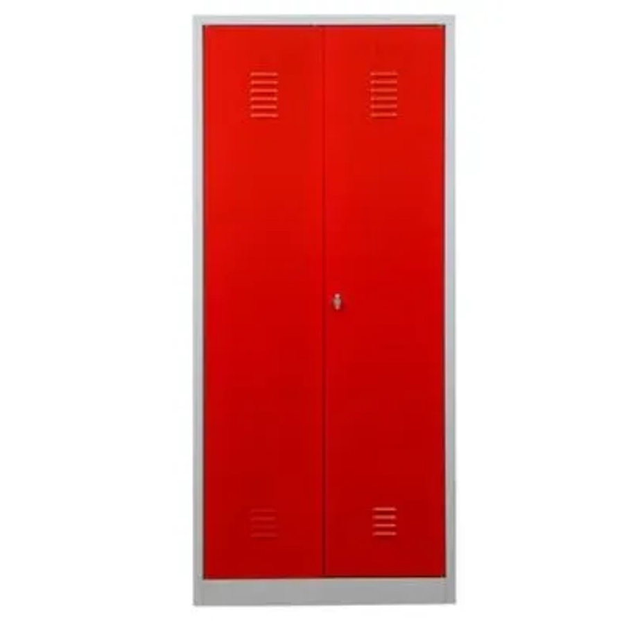 PROREGAL Garderobenspind Camel aus Metall mit 2 Fächern und Schloss, Grau-Rot, H x B x T: 180 x 80 x 50 cm - Bild 2