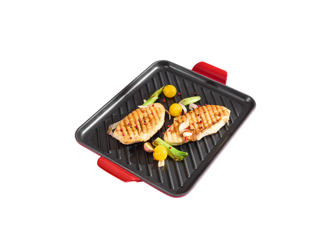 SILVERCREST Premium-Pizzaplatte aus emailliertem Gusseisen in Rot, rechteckig - Bild 3