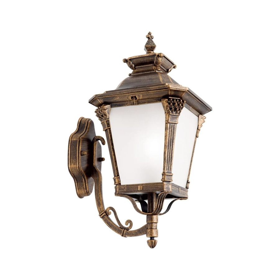 Orion Leuchten Außen Wandleuchte Patina in Goldfarben mit Glas und Siluminguss, E27, 60W, Aufwärtsstrahler - Bild 2