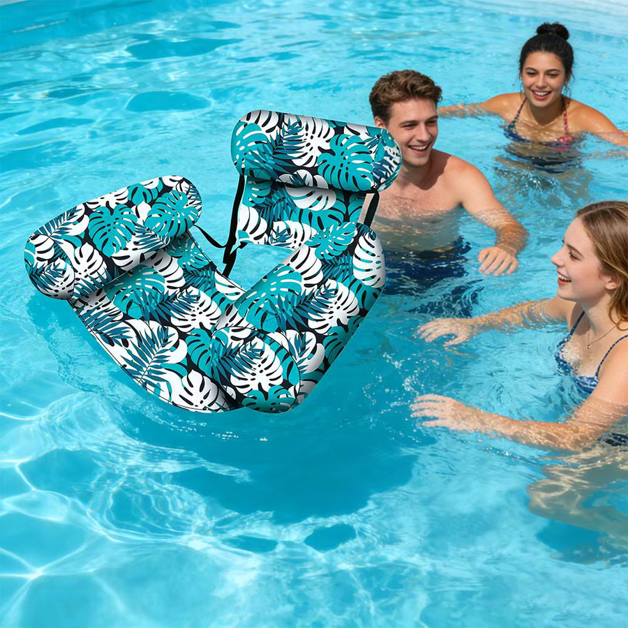 Aufblasbarer Pool-Schwimmsessel mit Rückenlehne in Blau, faltbare Schwimmende Wasserhängematte für Schwimmbad, Strand und See - Bild 1