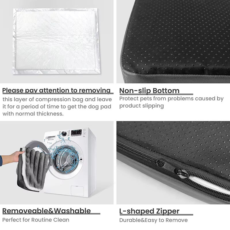 Benepaw Orthopädisches Hundebett aus Schaumstoff in Grau, rutschfest und waschbar - Bild 6