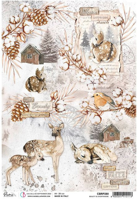 Motiv-Strohseide Ciao Bella Cosy Winter in Braun und Multicolour - Bild 1