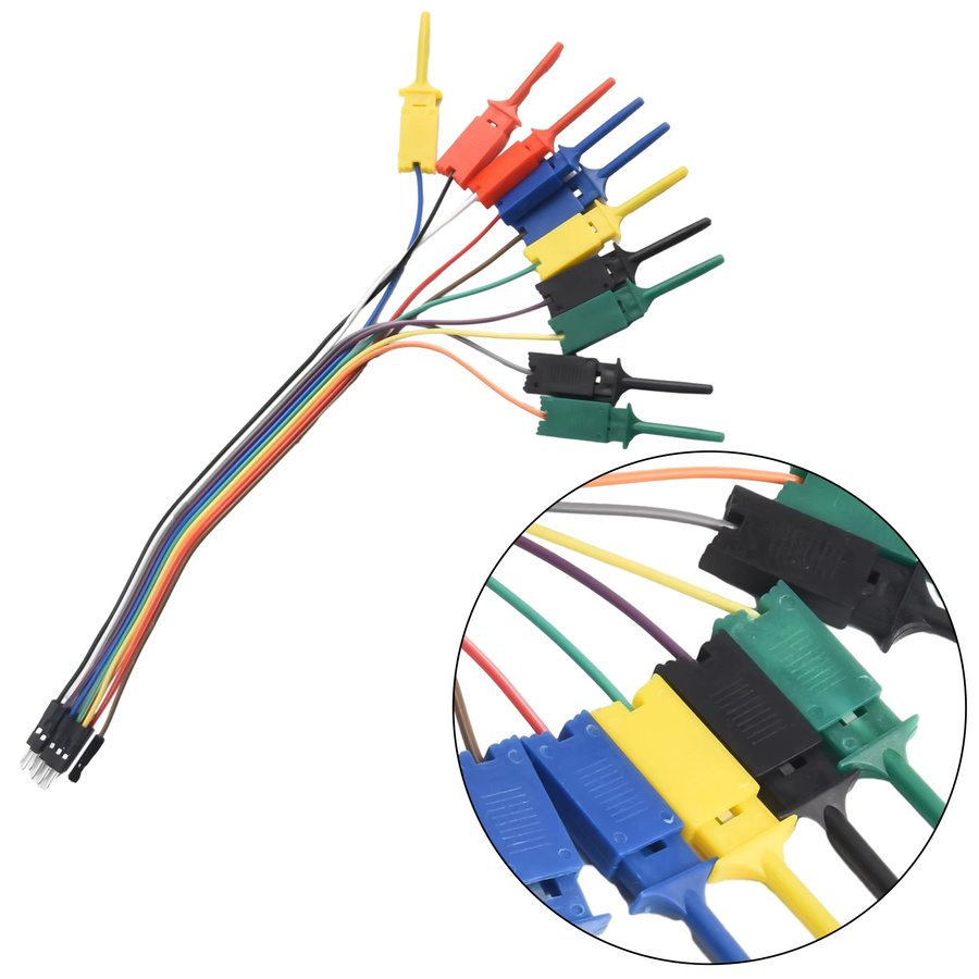 Test Haken Clip Logic Analysator Kabel Greifer Set mit 10pin Anschluss für Chips Pins und Jumper Draht Klemmen, Mehrfarbig - Bild 2