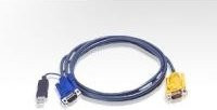 ATEN Video- und USB-Kabel 2L-5206UP mit 15-polig SPHD (M) auf USB Typ A 4-polig und HD-15 (M), 6 m, Schwarz-Blau - Bild 1