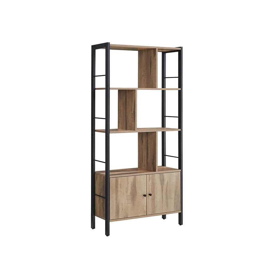 VASAGLE Bücherregal im Industriestil mit Stahlgestell, Braun-Schwarz, B/T/H: 74 x 30 x 154,5 cm - Bild 3