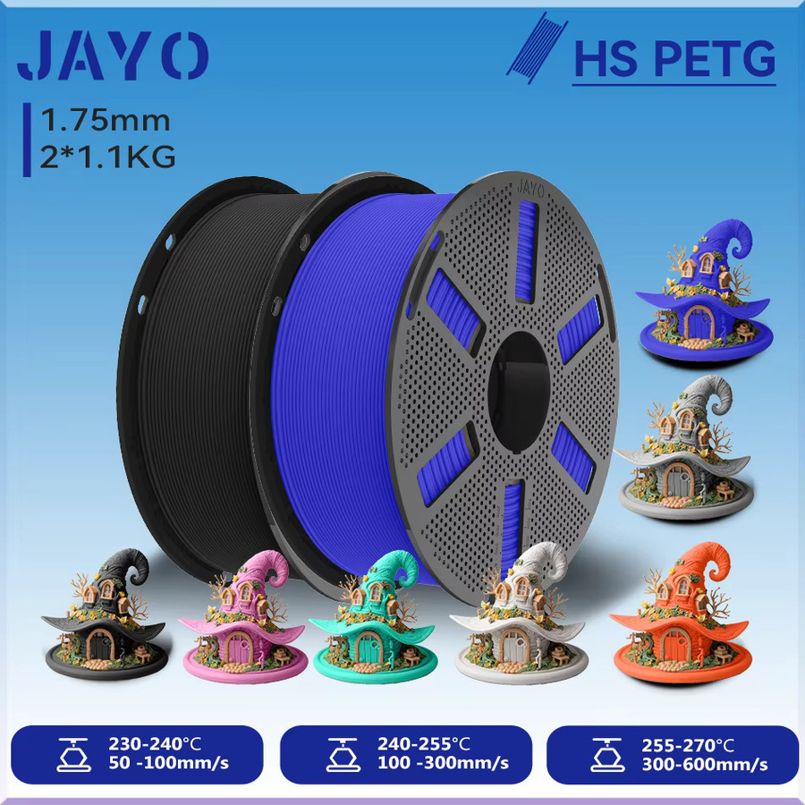 JAYO 2 Rollen Hochgeschwindigkeits Matt PETG Filament für 3D-Drucker und 3D-Stifte mit hohem Fluss für 50-600 mm/s - Bild 1