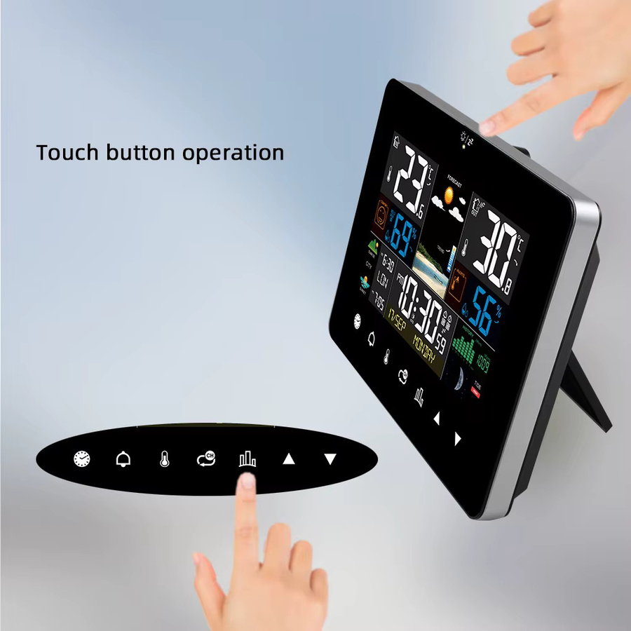Meterk Multifunktions-Wetterstation mit Touchscreen und kabellosem Außensensor in Schwarz - Bild 5