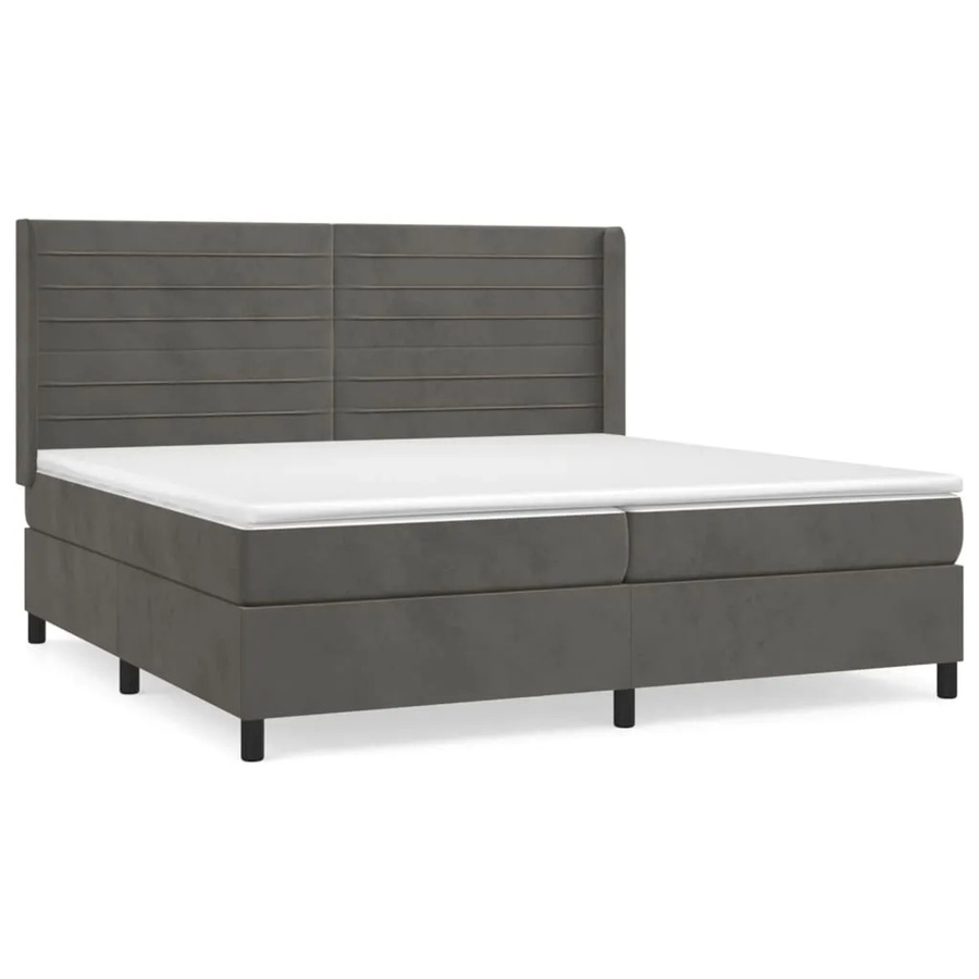vidaXL Boxspringbett mit Matratze in Dunkelgrau aus Samt, Hybrid-Design mit Taschenfederkern, B/T: 200 x 200 cm, Höhe: 118 cm - Bild 2