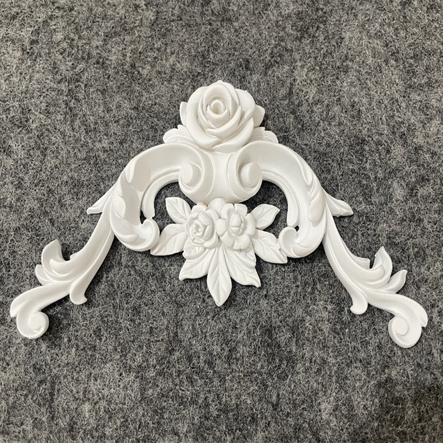 Dekorative runde Blumen-Schnitzerei aus Polyurethan in Weiß für Schranktüren und Fenster im französischen Stil - Bild 1