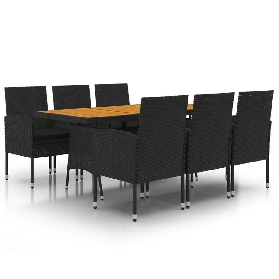 vidaXL 7-teilige Garten-Essgruppe aus Poly Rattan in Schwarz - Bild 2