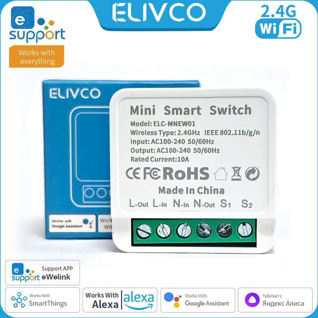 eWelink Wifi Smart Switch Modul 2-Wege Mini Relais Breaker Timer in Weiß mit Alexa Google Home Assistant Unterstützung - Bild 1
