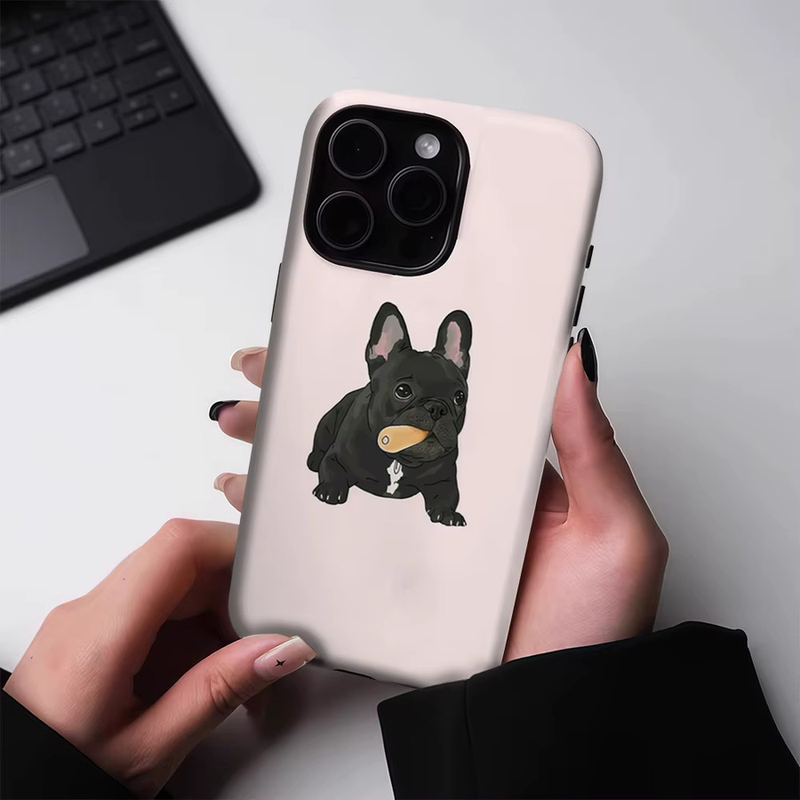 Robuste Handyhülle mit Französische Bulldogge Motiv für iPhone 13 bis iPhone 17 Pro Max Plus, Magnetisch, Pink, von Potdemiel - Bild 2