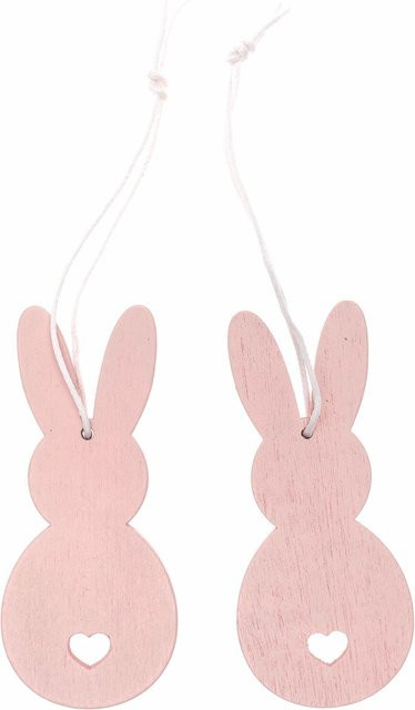 Rico Design Holzhänger Hase in Rosa, 2 Stück - Bild 1