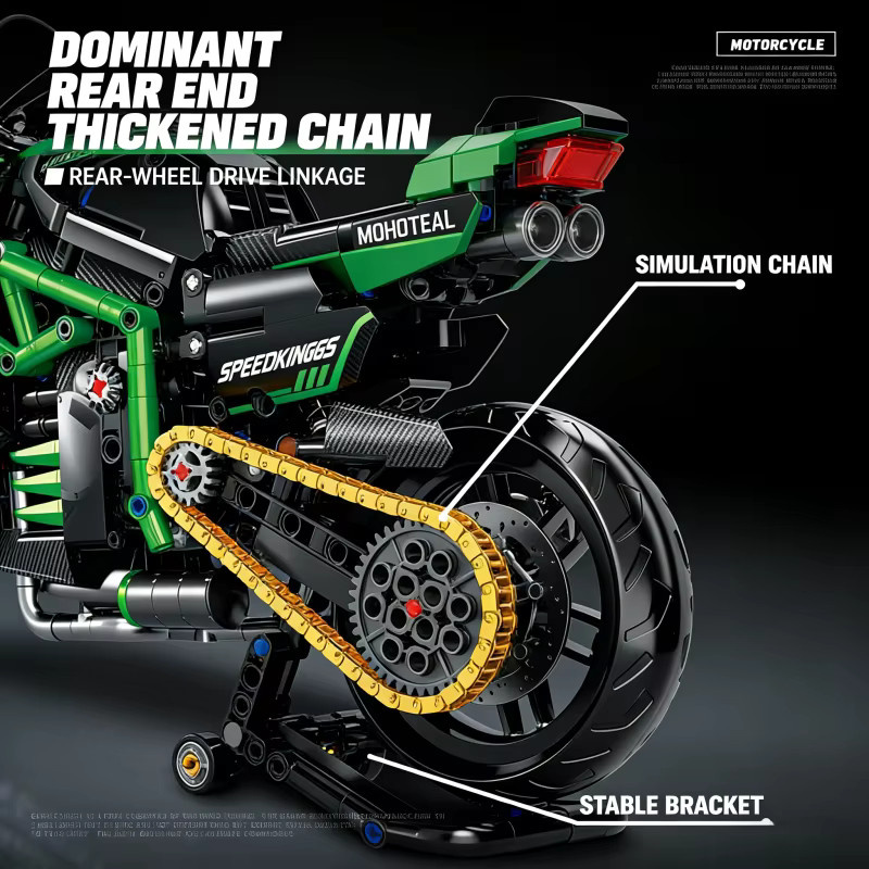 CACO BLOCKS Mechanischer Motorrad-Bausatz, Maßstab 1:8 - Bild 3