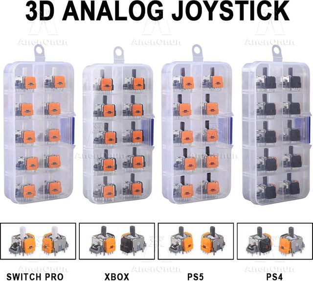 AnenOnun 10er Set 3D Analog Joystick mit Hall Effekt Sensor als Ersatzteil für PS5, PS4, Xbox und Nintendo Switch Pro Controller - Bild 1