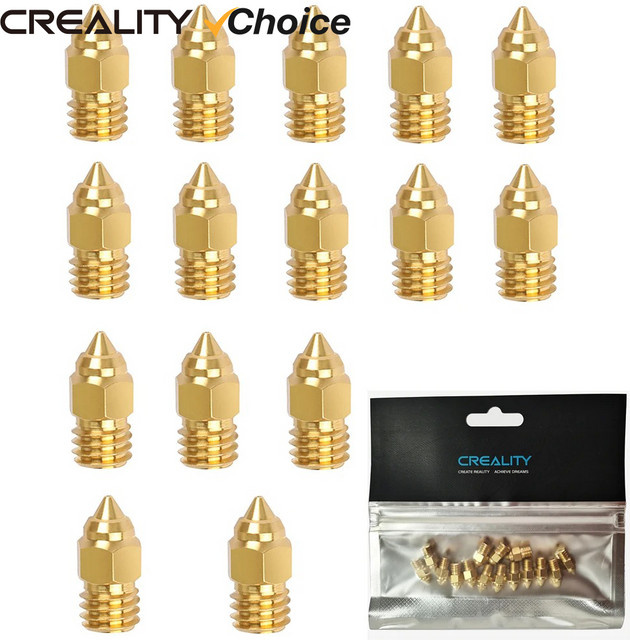 Creality 15er Set Messingdüsen 0,4 mm für CR-6 SE, Ender-3 und Ender-5 FDM Drucker in Gold - Bild 1