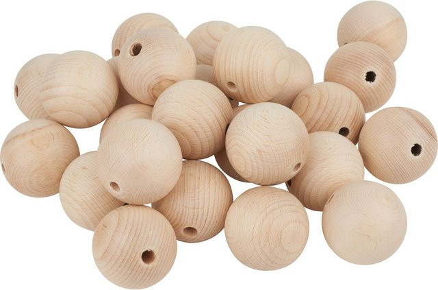 VBS Holzkugeln aus Buchenholz durchgebohrt, Farbe: Natur/Beige, Durchmesser: 5 cm, 25 Stück - Bild 1