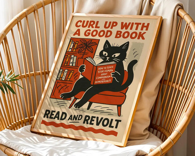 Vintage-Poster Schwarze Katze von SHENCHEN – Lustiges Retro-Wandbild im politischen Satire-Stil, mehrfarbiges Papierposter für deine Heimdekoration - Bild 1