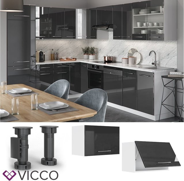 Vicco Hängeschrank Fame-Line Küchenschrank Anthrazit und Weiß Hochglanz Breite: 60 cm - Bild 1