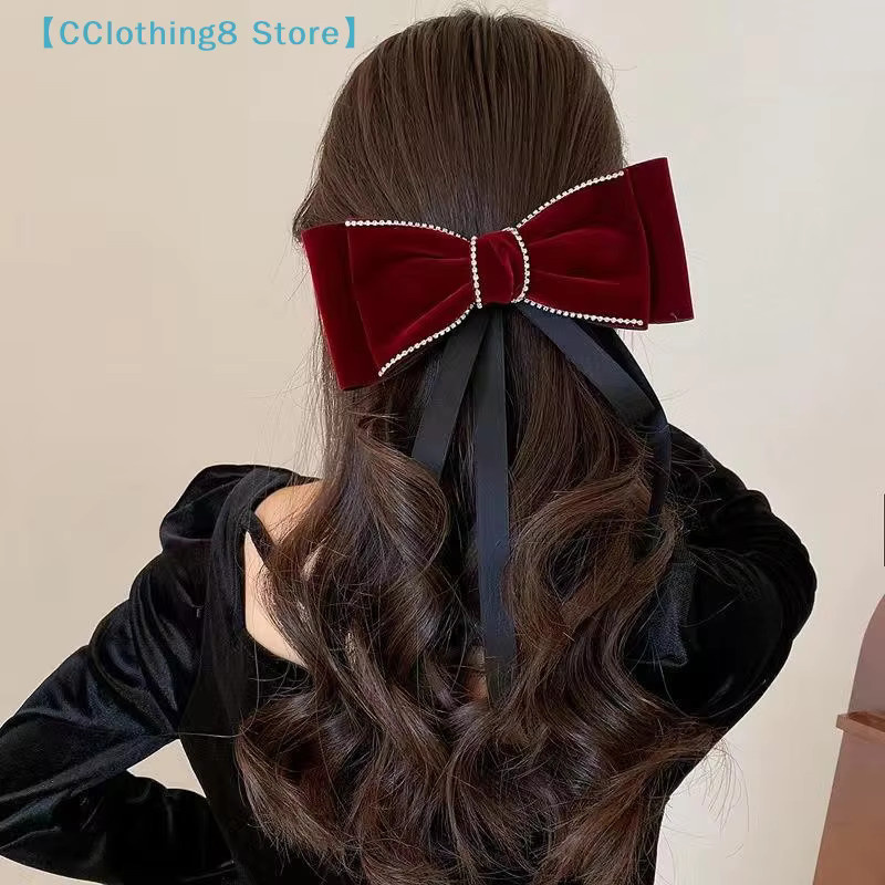 AliS8 Retro-Haarspange mit Strass und Samtschleife, Damen - Bild 4