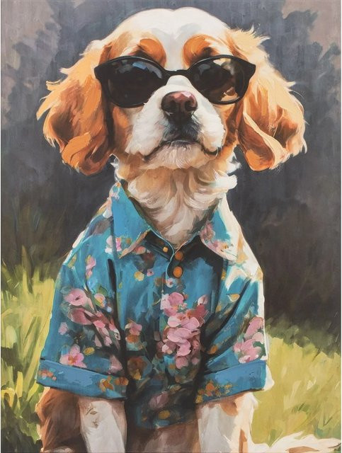 Art Universe Leinwandbild Spring Time Spaniel Motiv in Mehrfarbig, Breite: 60 cm, Höhe: 80 cm - Bild 1