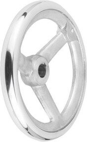 KIPP Handrad DIN950 aus Aluminium in Silber poliert mit D1=125 mm und Nut D2=12H7 - Bild 1