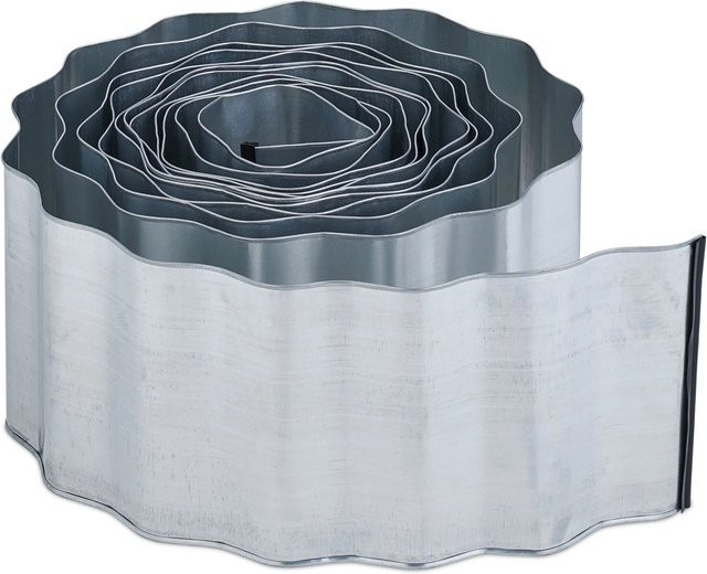 Relaxdays Rasenkante aus Eisen, Silber verzinkt, flexibel, Höhe: 16 cm, Länge: 600 cm - Bild 1