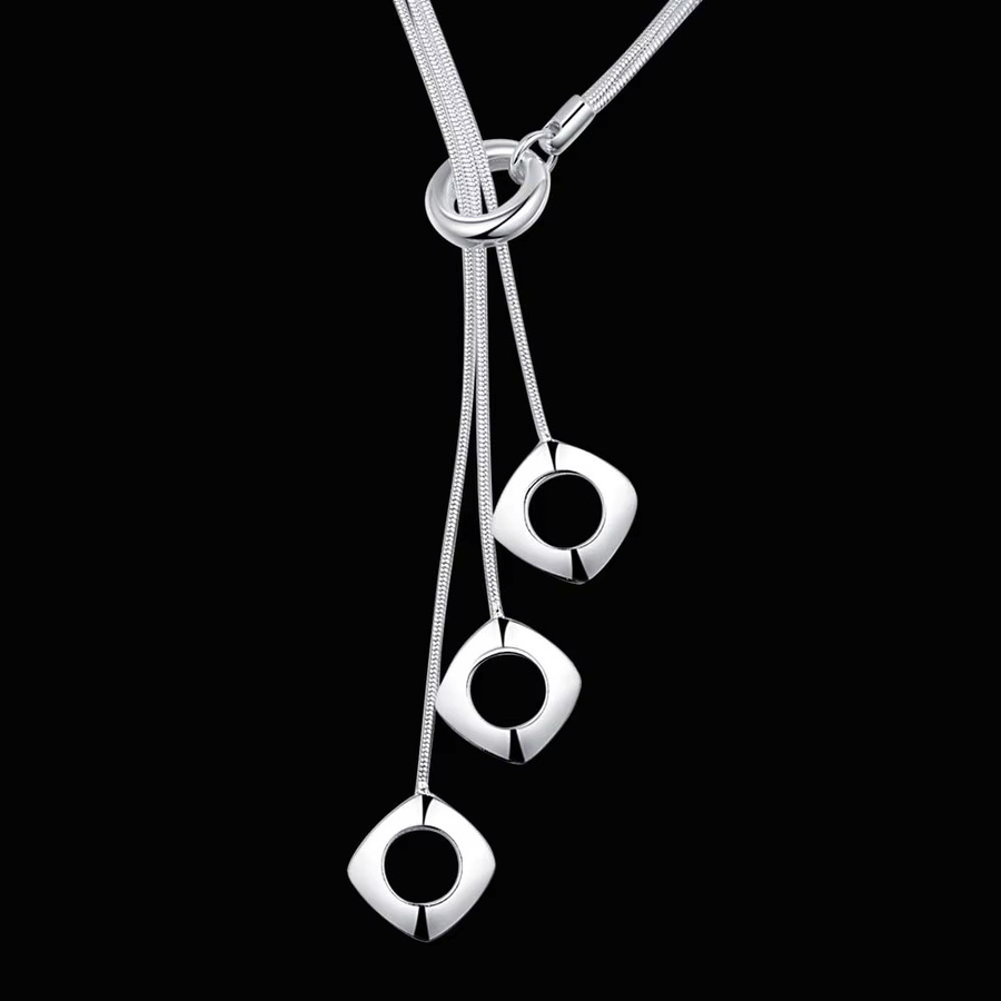 SAY Halskette mit quadratischem Block-Anhänger, 925 Silber, Unisex - Bild 3