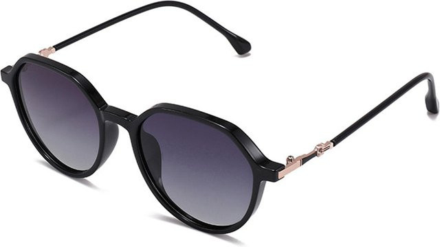 Techsuit 2203 Sonnenbrille Damen, Vollrand, hexagonal, Schwarz Grau - Bild 1
