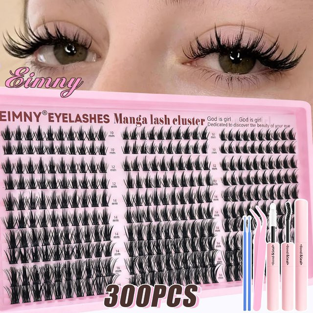 EIMNY Wimpernverlängerungen Little Devil-Stil, 300 Stück, 10–16 mm, natürlich - Bild 1