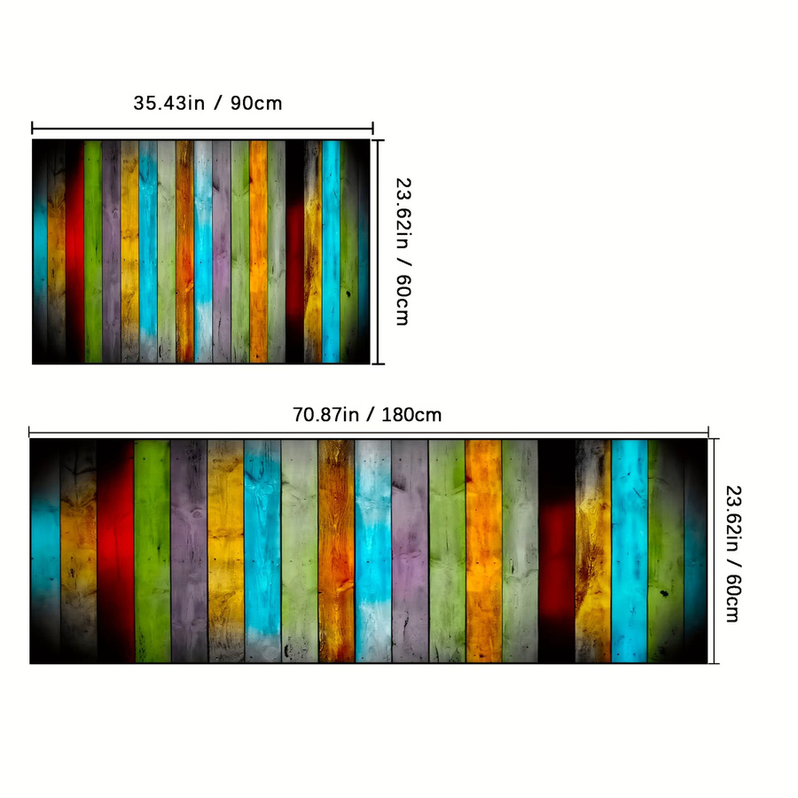 VIKAMA Flanell-Teppich modern gestreift in Multicolour, rechteckige Bodenmatte für Schlafzimmer, Küche, Badezimmer und Flur, B/T: 60 x 40 cm - Bild 5