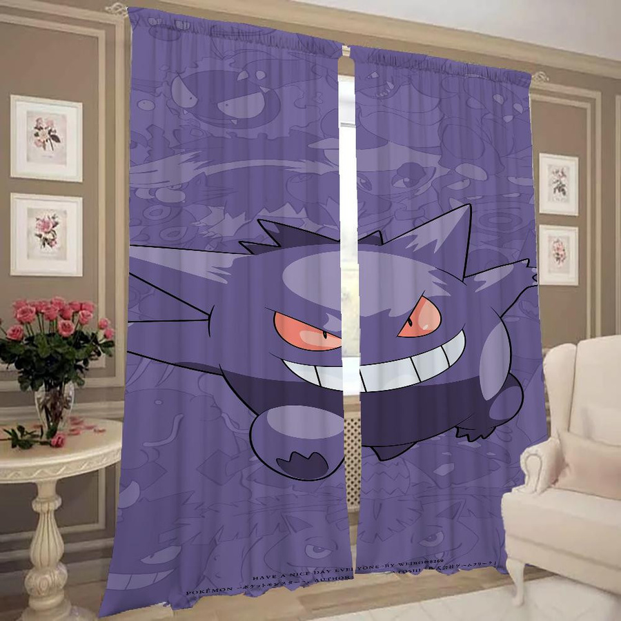 2er-Set Pokemon Verdunklungsvorhänge für Wohnzimmer und Schlafzimmer, semi-transparent, B: 50 cm, H: 70 cm - Bild 1