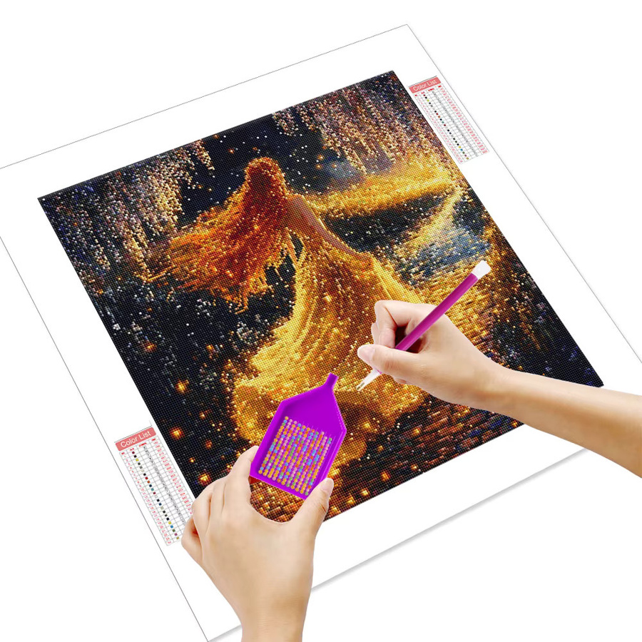 Huacan 5D-Diamantgemälde zum Selbermachen mit Motiv Prinzessin, Blume oder Landschaft in Mehrfarbig mit runden Diamanten - Bild 2