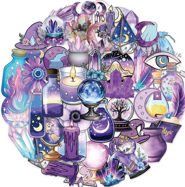 Rspctou Retro magische Hexe ästhetische Aufkleber, transparent, multicolour, 10-teiliges Set - Bild 1