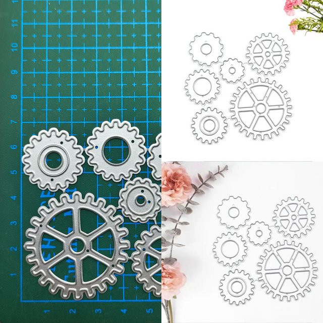 Kreisförmige Zahnrad-Stanzform aus Metall in Silber für Scrapbooking und DIY-Bastelprojekte - Bild 1