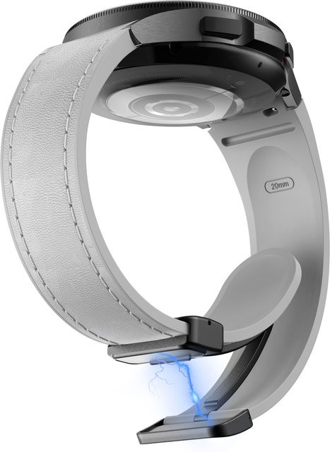 Uhrenarmband Leder, Silikon, Weiß, Unisex - Bild 1