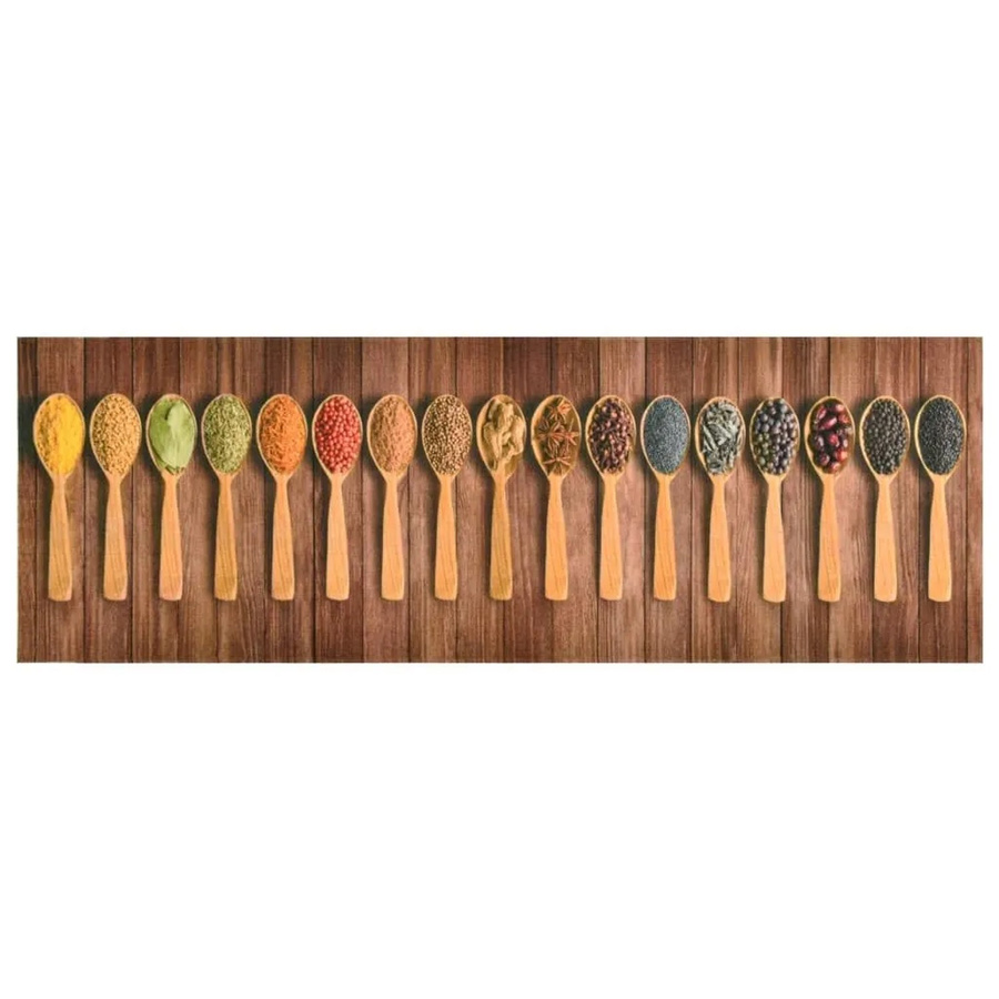 vidaXL Küchenteppich Löffel Design, waschbar und rutschfest, Mehrfarbig, B: 60 cm, L: 300 cm - Bild 1