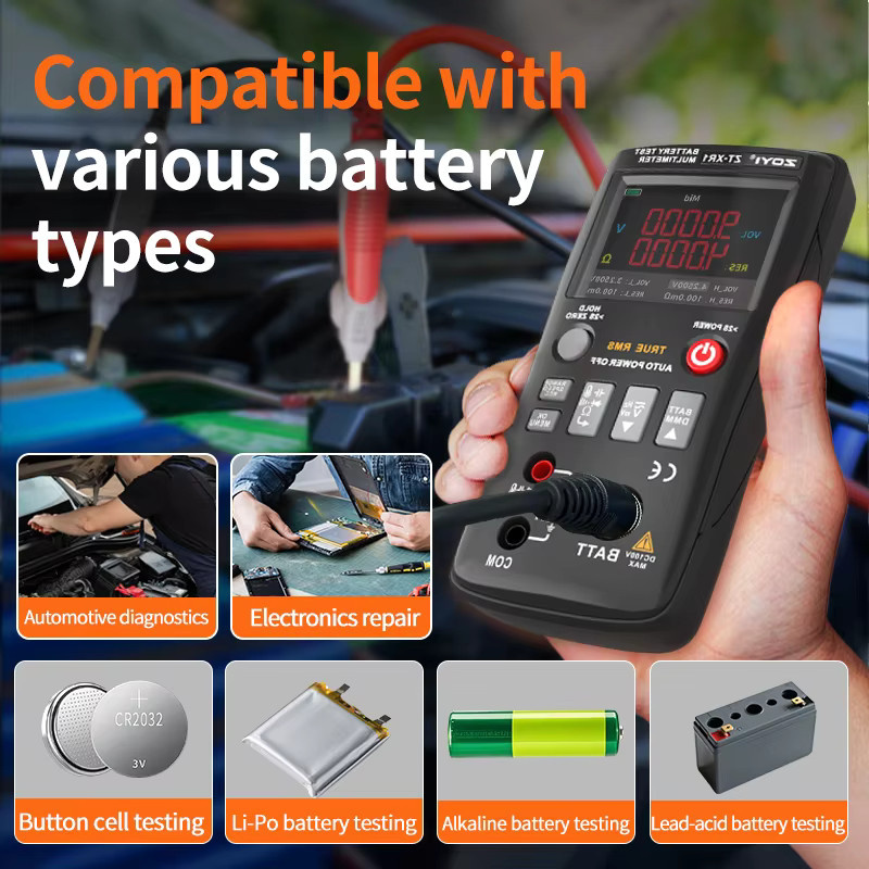 ZOYI ZT-XR1 Batterie-Innenwiderstandsmessgerät und Multimeter in Schwarz als hochpräziser Tester für Spannung, Widerstand, Kapazität und Dioden - Bild 4