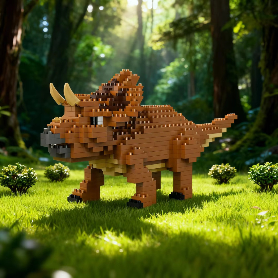 KNEW BUILT Dinosaurier-Mikrobausteine, T-Rex, Triceratops - Bild 1