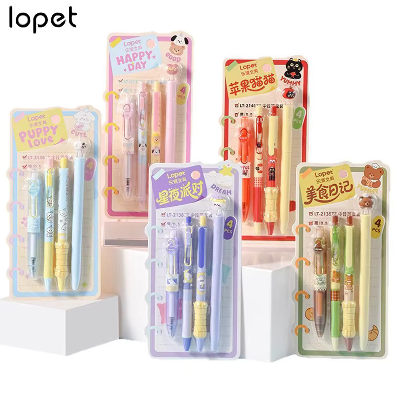 Lopet Fun Kawaii Haustier Gelschreiber-Set mit 4 Stifttypen, 0,5 mm Spitze, schnell trocknend und glattes Schreiben für Studenten und Schule - Bild 1