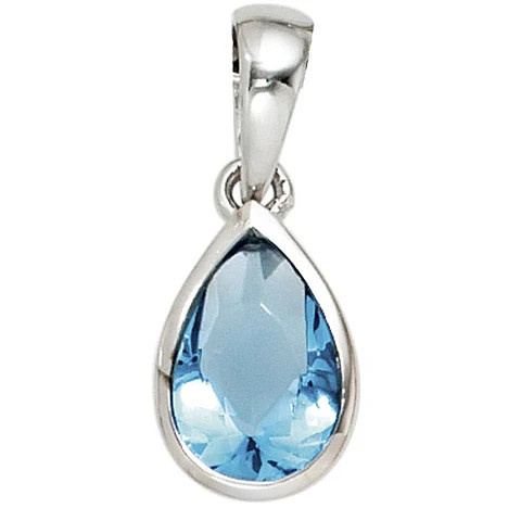 Colfem Anhänger Tropfen, 925 Silber, Zirkonia, blau, Unisex - Bild 1