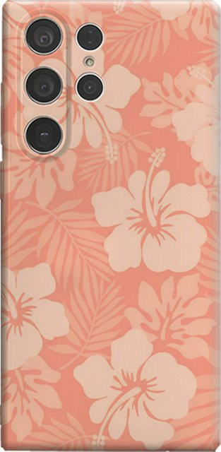 Stoßfeste doppellagige Samsung Galaxy S25 Ultra S24 S23 Ultra Plus Handyhülle mit orangefarbenem Hibiskus-Design - Bild 1